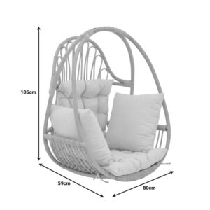 Κρεμαστή κούνια Jorg pakoworld φυσικό rattan-κρεμ μαξιλάρι 80x59x105εκ-335-000022