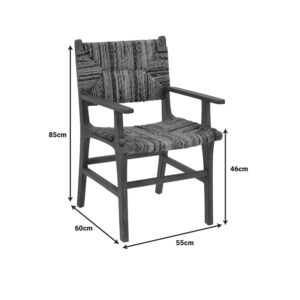 Πολυθρόνα Refane pakoworld φυσικό teak ξύλο-banana σχοινί 55x60x85εκ-336-000008