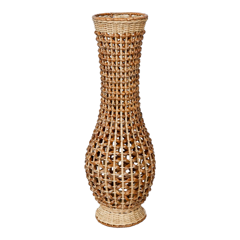 Βάζο Gucre Inart ξύλο-rattan pe σε φυσική απόχρωση Φ25x70εκ-337-000032