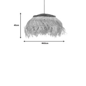 Φωτιστικό οροφής Hengiole Inart sisal σε φυσικό-μαύρο χρώμα Φ60x40εκ-339-000006