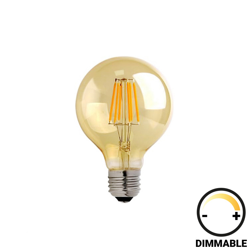 Λαμπτήρας LED G125 Bulb pakoworld dimmable 8W E27 amber-342-000074