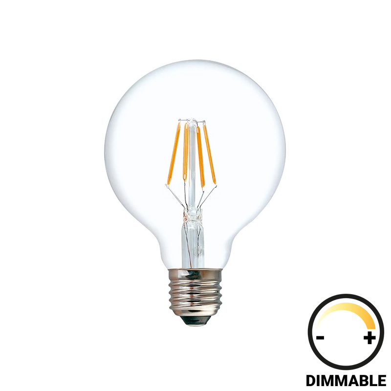 Λαμπτήρας LED G80 Bulb pakoworld dimmable 8W E27 clear-342-000075