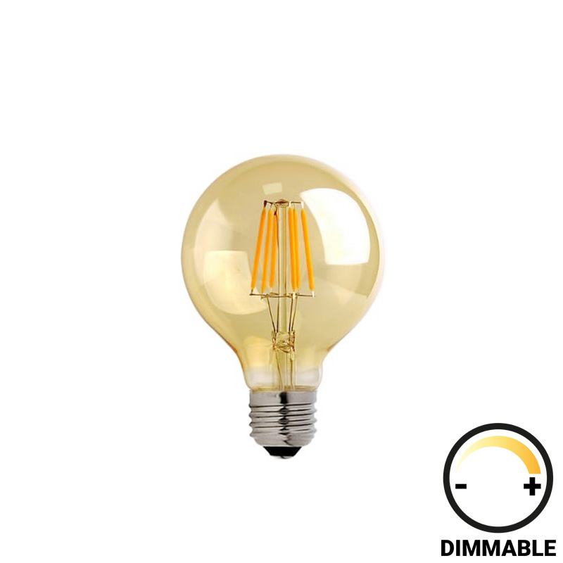 Λαμπτήρας LED G80 Bulb pakoworld dimmable 8W E27 amber-342-000076