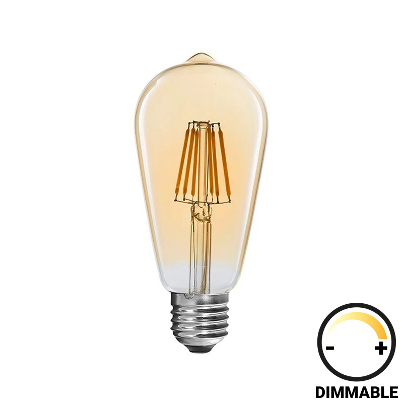 Λαμπτήρας LED ST64 Bulb pakoworld dimmable 4W E27 amber-342-000080