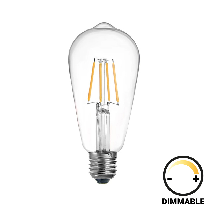 Λαμπτήρας LED ST64 Bulb pakoworld dimmable 8W E27 clear-342-000081