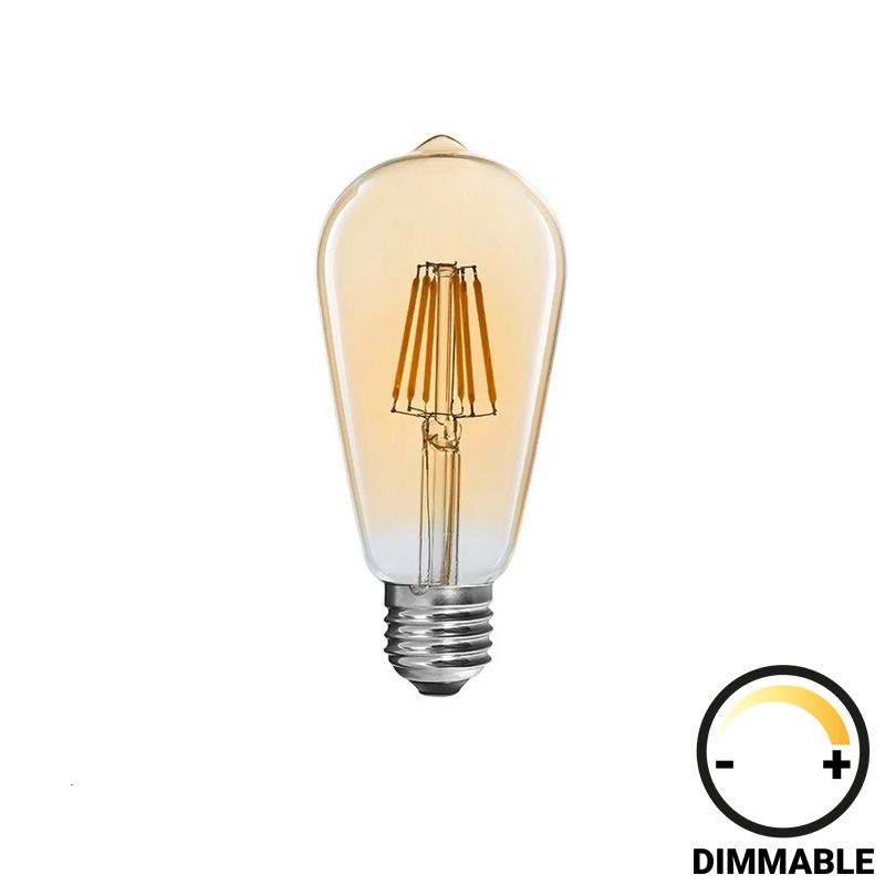 Λαμπτήρας LED ST64 Bulb pakoworld dimmable 8W E27 amber-342-000082