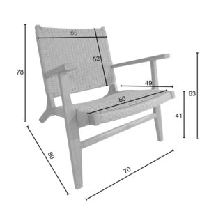 Πολυθρόνα Crosy pakoworld teak ξύλο σε φυσική απόχρωση 71x81x75εκ-343-000003