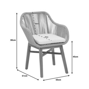 Πολυθρόνα Kalie pakoworld teak ξύλο και pe σχοινί σε φυσική-μπεζ απόχρωση με μαξιλάρι 60x61x80εκ-343-000011
