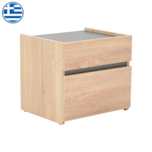 Κομοδίνο Comcie pakoworld σε φυσικό με γκρι απόχρωση 50x42x45.5εκ-362-000001