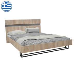 Κρεβάτι διπλό Elencia pakoworld σε oak με γκρι απόχρωση 160x200εκ-362-000003