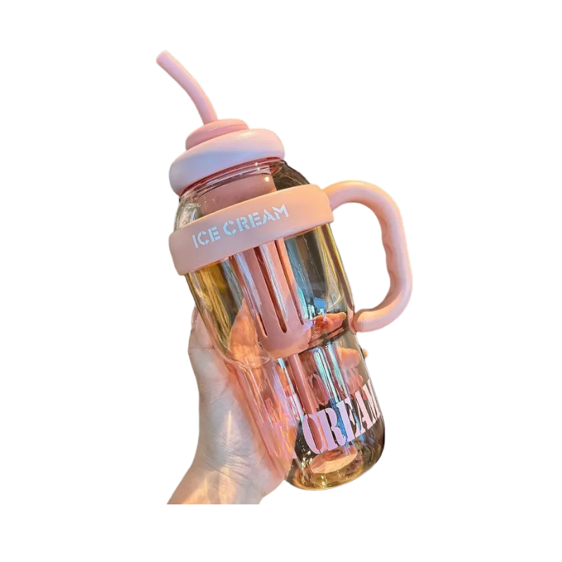 Φορητό παγούρι πλαστικό με καλαμάκι - 1300ml - RTS16 - 590166 - Pink