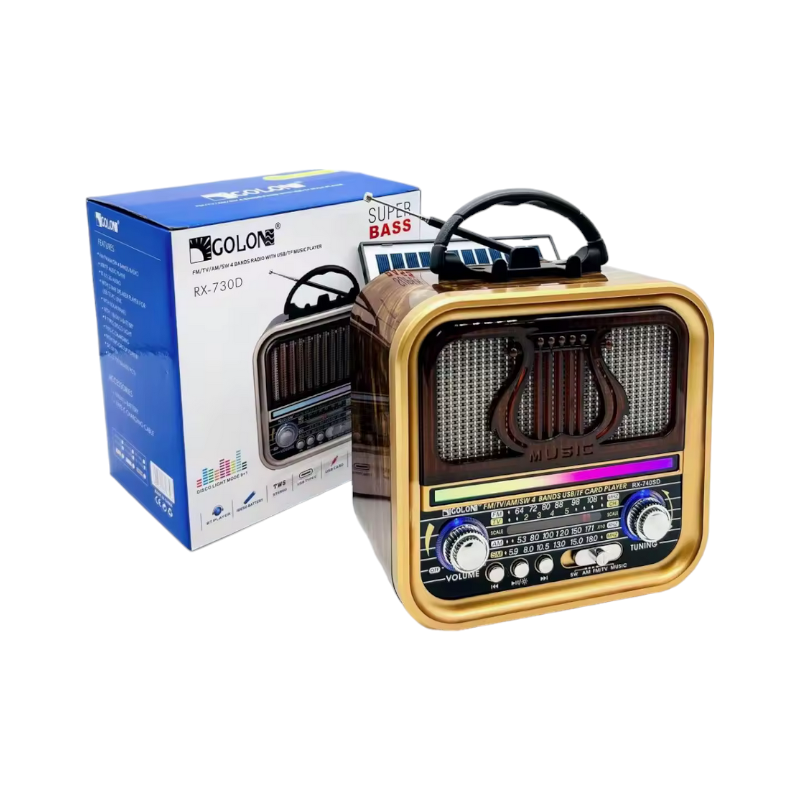 Επαναφορτιζόμενο ραδιόφωνο Retro με ηλιακό πάνελ - RX740D - 807408 - Gold