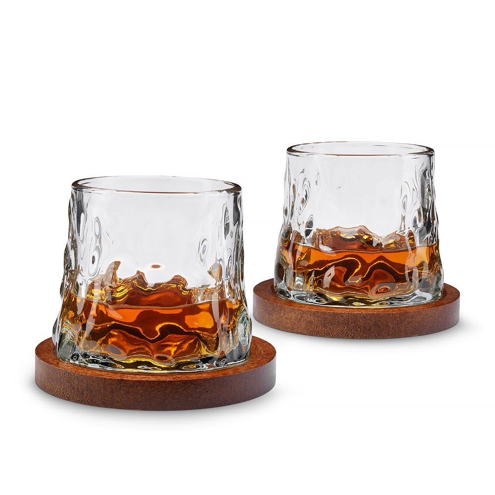 The Source Rotating Whisky Glasses with Coaster - Περιστρεφόμενα ποτήρια ουίσκι με δικά τους σουβέρ (Σετ των 2 τεμαχίων)