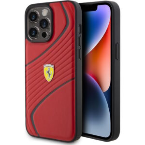 Ferrari Twist Metal Logo Hard Case Θήκη προστασίας από δερματίνη – iPhone 15 Pro Max (Red – FEHCP15XPTWR)