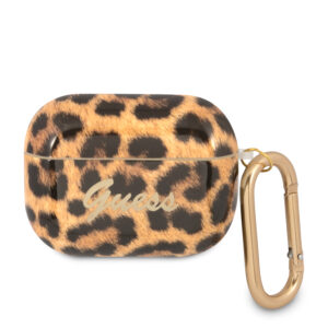 Guess Script Metal Logo Collection Θήκη προστασίας Leopard για Apple Airpods Pro (Χρυσό)