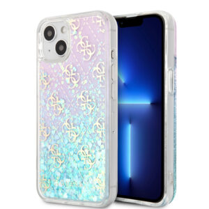 Guess "4G Logo Collection" Θήκη προστασίας από Liquid Glitter σιλικόνη – iPhone 13 (Iridescent/Pink)