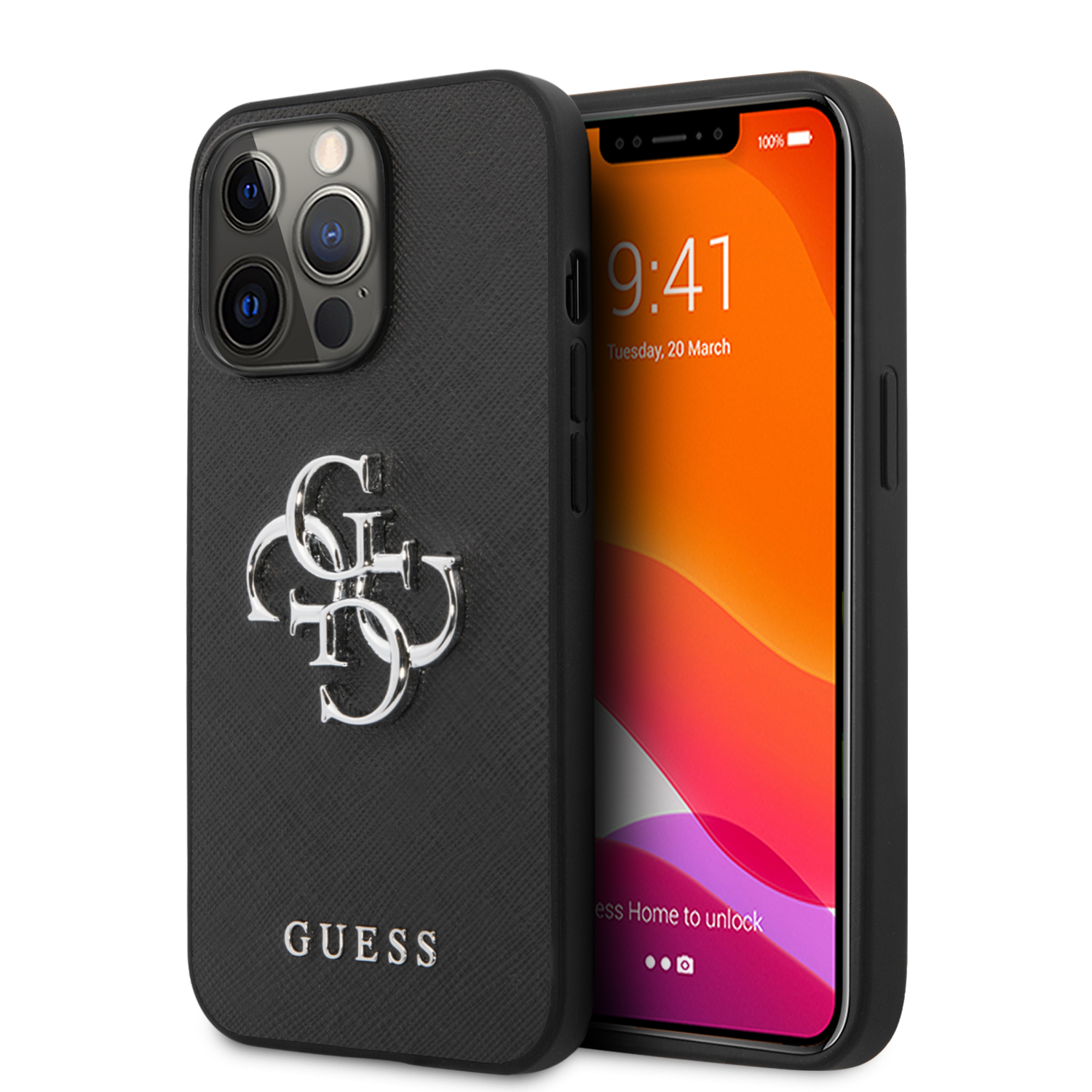 Guess "4G Logo Collection" Hard Case PU Leather Θήκη προστασίας από δερματίνη – iPhone 13 Pro Max (Μαύρη)