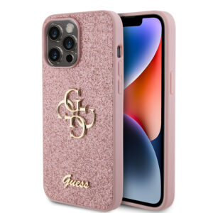 Guess Fixed Glitter 4G Logo Case Θήκη προστασίας από σιλικόνη – iPhone 15 Pro Max (Pink – GUHCP15XHG4SGP)