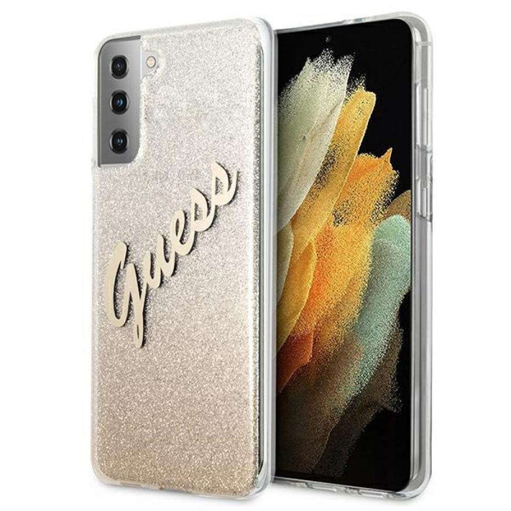 Guess Glitter Gradient Script Logo Θήκη προστασίας από σιλικόνη – Samsung Galaxy S21 (Gold/Glitter)