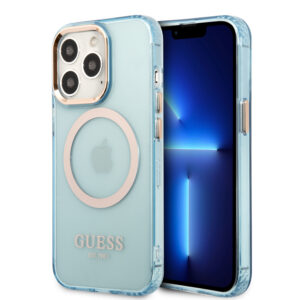 Guess “Gold Outline Collection” MagSafe Hard Case Θήκη προστασίας από σκληρό πλαστικό – iPhone 13 Pro Max (Μπλε – GUHMP13XHTCMB)