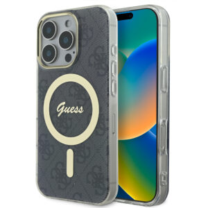 Guess “4G Logο” Hard Case Ημιδιάφανη Θήκη προστασίας από σκληρό πλαστικό – iPhone 16 Pro (Διάφανο/Μαύρο – GUHMP16LH4STK)