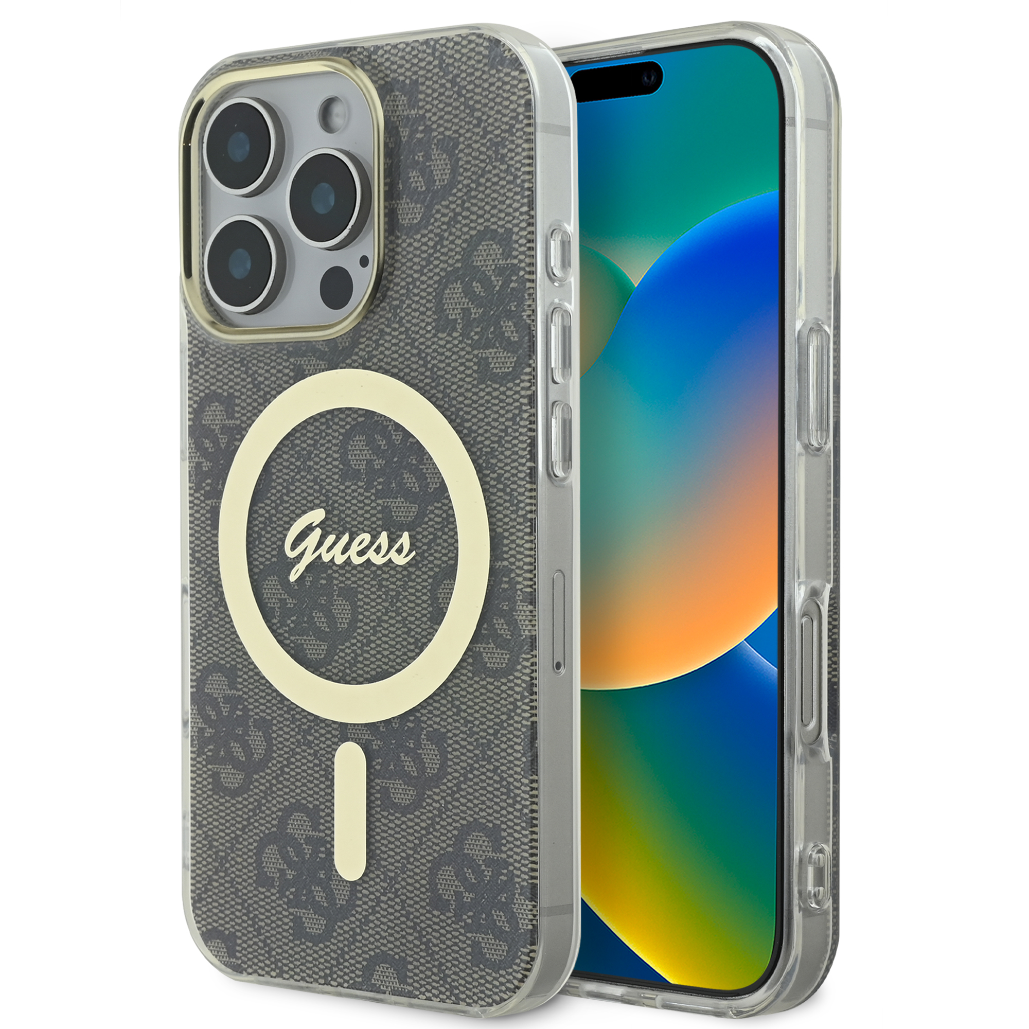 Guess “4G Logο” Hard Case Ημιδιάφανη Θήκη προστασίας από σκληρό πλαστικό – iPhone 16 Pro (Διάφανο/Καφέ – GUHMP16LH4STW)