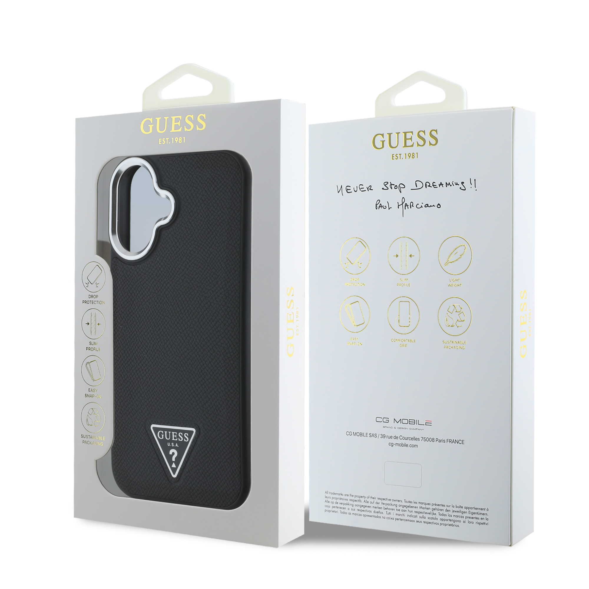 Guess Magsafe “Triangle Logo” Grained PU Case Θήκη προστασίας από δερματίνη – iPhone 16 (Μαύρο – GUHMP16SPGTSPSK)