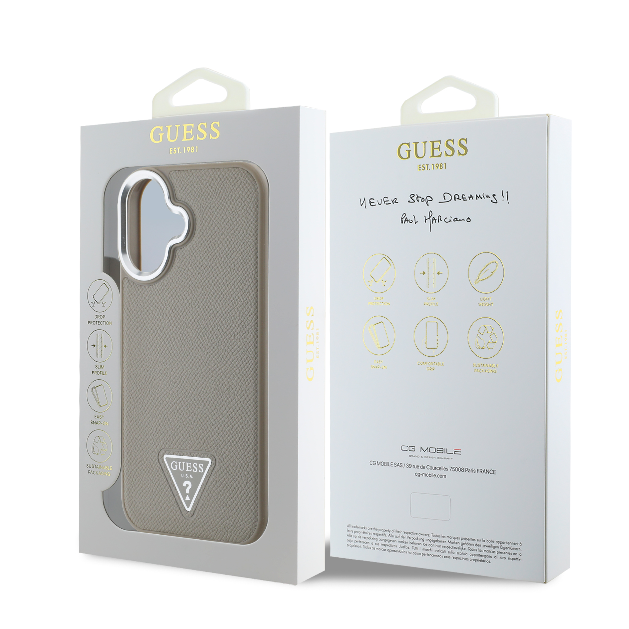 Guess Magsafe “Triangle Logo” Grained PU Case Θήκη προστασίας από δερματίνη – iPhone 16 (Καφέ – GUHMP16SPGTSPSW)