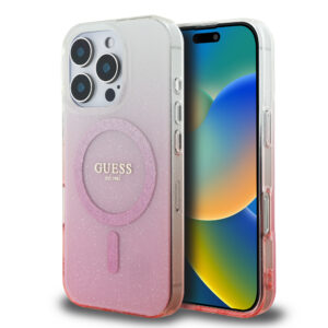 Guess Magsafe “Glitter Gradient” Hard Case Θήκη προστασίας από σκληρό πλαστικό – iPhone 16 Pro Max (Ροζ – GUHMP16XHGRCELP)