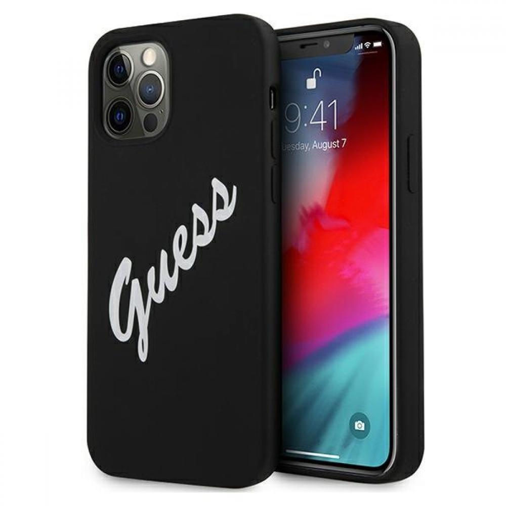 Guess "Vintage Script Logo Collection" Σκληρή Θήκη προστασίας από σιλικόνη – iPhone 12 / 12 Pro (Μαύρο/Λευκό)