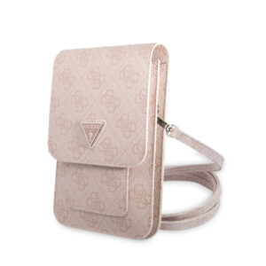 Guess “Wallet 4G Triangle Stripes” Pouch with cord Τσαντάκι κατάλληλο για smartphone Small / Medium (170x95mm) με κορδονάκι (Ροζ – GUWBP4TMPI)