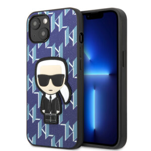 Karl Lagerfeld Monogram Ikonik Patch Case Θήκη προστασίας από δερματίνη – iPhone 13 (Μπλε – KLHCP13MPMNIKBL)