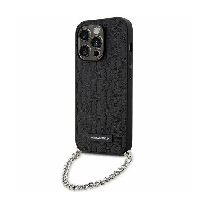 Karl Lagerfeld Saffiano Monogram Chain – Θήκη Προστασίας απο Σιλικόνη – iPhone 14 Pro Max (Black)