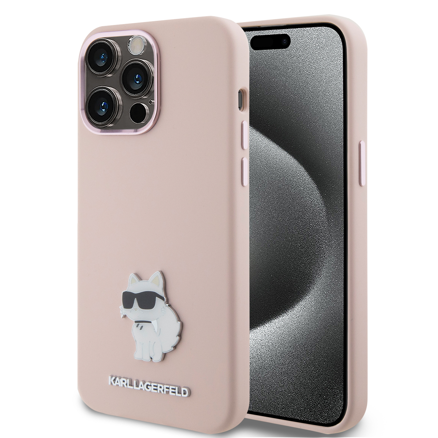 Karl Lagerfeld Choupette Metal Pin Hard Case Θήκη προστασίας από σιλικόνη  – iPhone 15 Pro Max (Pink – KLHCP15XSMHCNPP)