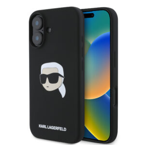 Karl Lagerfeld Magsafe Karl's Head Print Case Θήκη προστασίας από σιλικόνη – iPhone 16 (Μαύρο – KLHMP16SSKHPPLK)