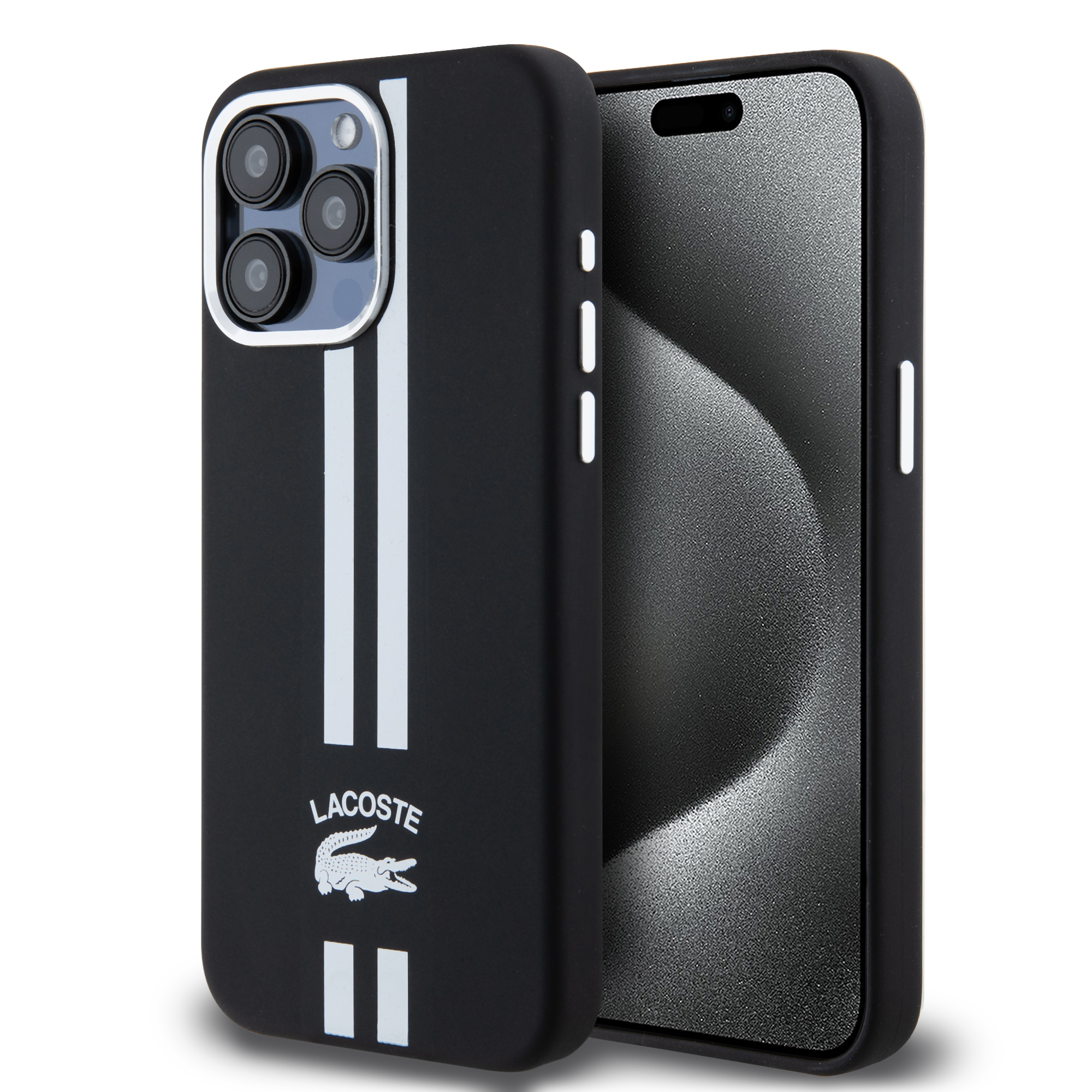 Lacoste Stripes Hard Case Θήκη προστασίας από Liquid σιλικόνη για iPhone 15 Pro Max (Λευκό)