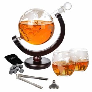 Globe Decanter Set - Μοναδικό Σετ Καράφας και Ποτηριών με Υφή Υδρογείου