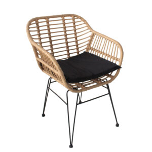 Καρέκλα Κήπου ArteLibre ACTORIUS Φυσικό/Μαύρο Μέταλλο/Rattan 57x53x81cm