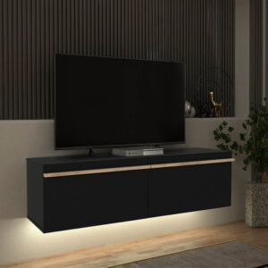 Έπιπλο τηλεόρασης επιτοίχιο Morel Megapap με LED χρώμα μαύρο 140x41