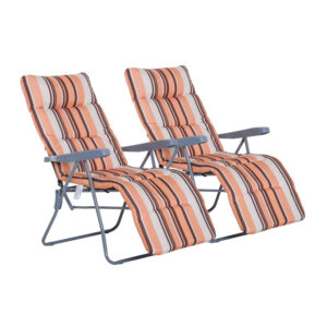Σετ Πτυσσόμενες Καρέκλες Εξωτερικού Χώρου με Ρυθμιζόμενη Πλάτη Χρώματος Πορτοκαλί 2 τμχ Outsunny 01-0711