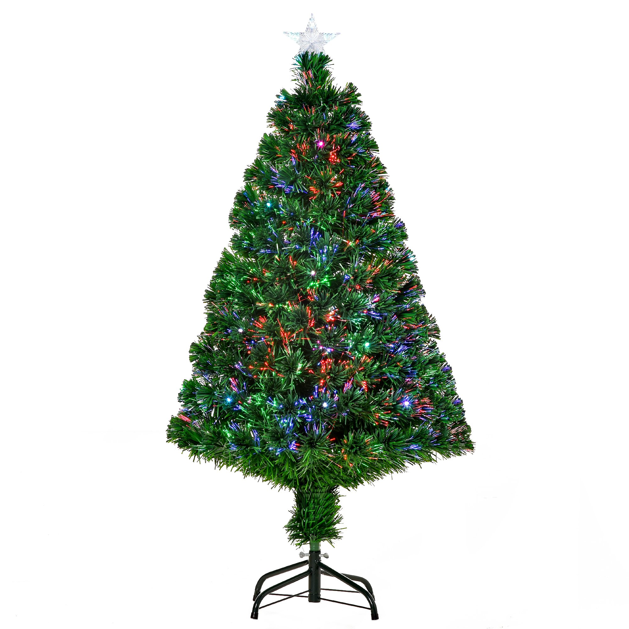 Χριστουγεννιάτικο Δέντρο 120 cm με 130 Κλαδιά Οπτικών Ινών και 16 Λαμπάκια LED HOMCOM 02-0343