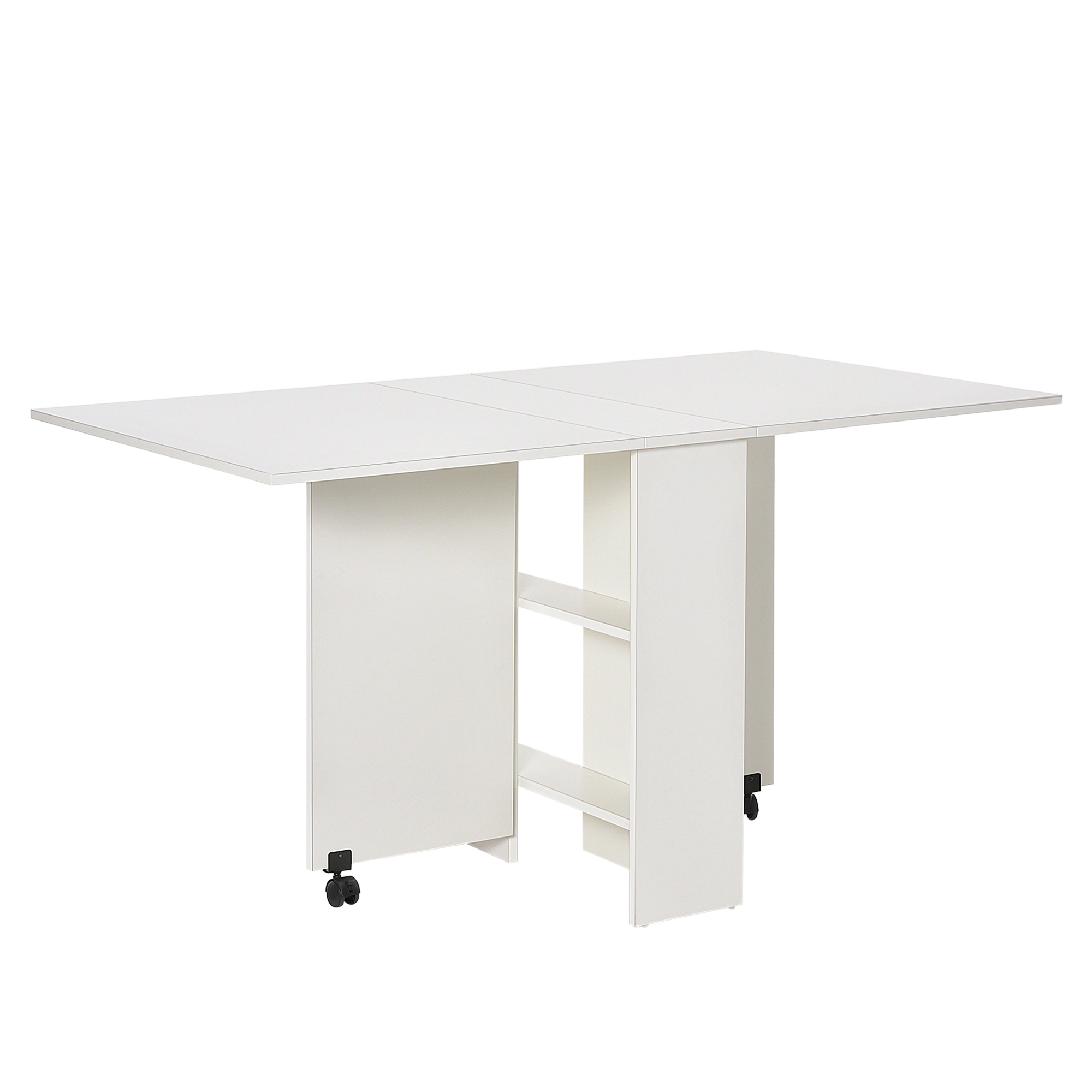Πτυσσόμενο Τραπέζι HOMCOM σε λευκό ξύλινο πτυσσόμενο τραπέζι για 6 άτομα 140 x 80 x 74 cm