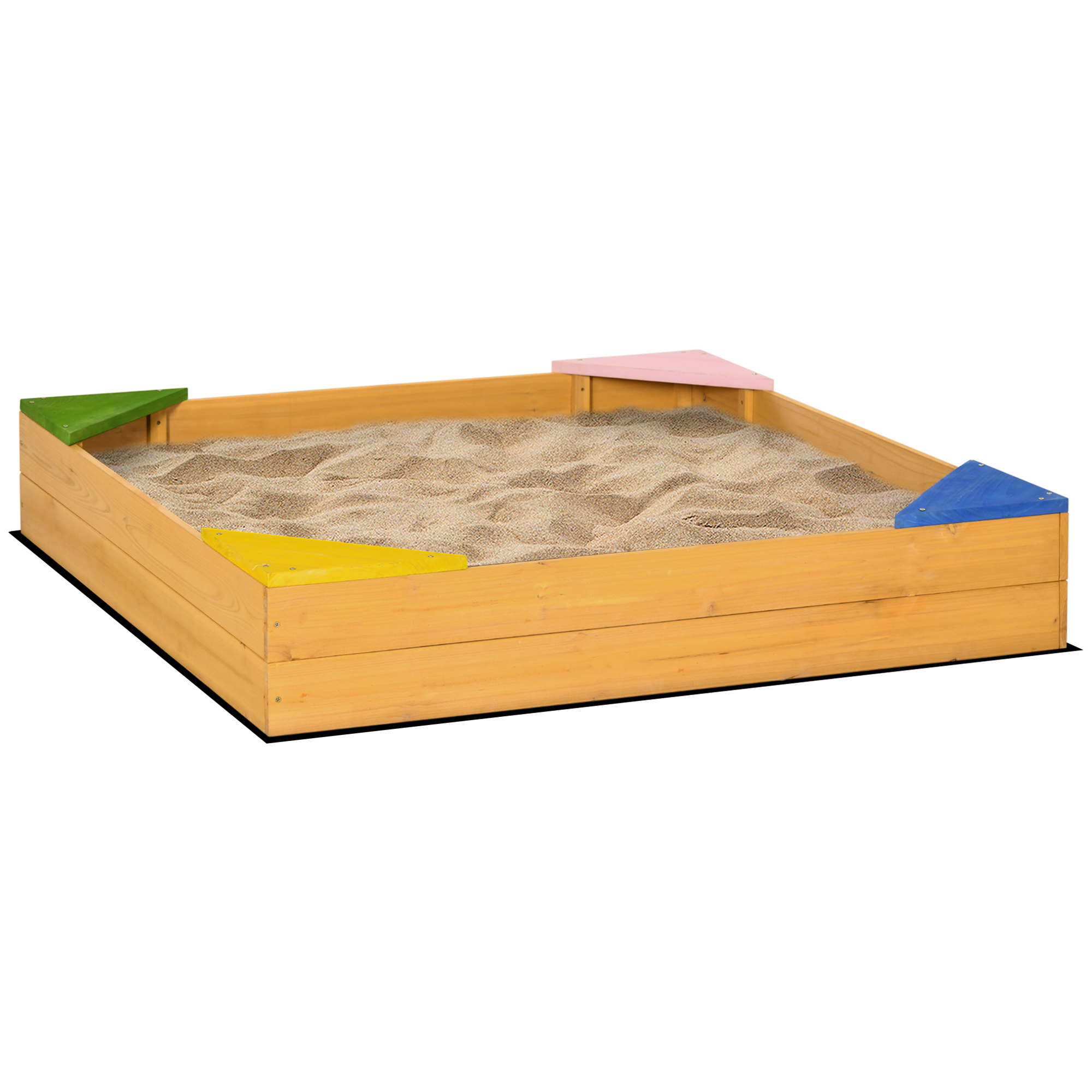 Outsunny Παιδικό Sandbox 4θέσιο Fir Wood με σχέδιο χωρίς πάτο