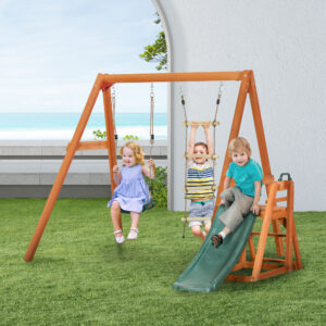 κούνια κήπου και σκάλα με ξύλινο σχοινί για παιδιά ηλικίας 3-8 ετών