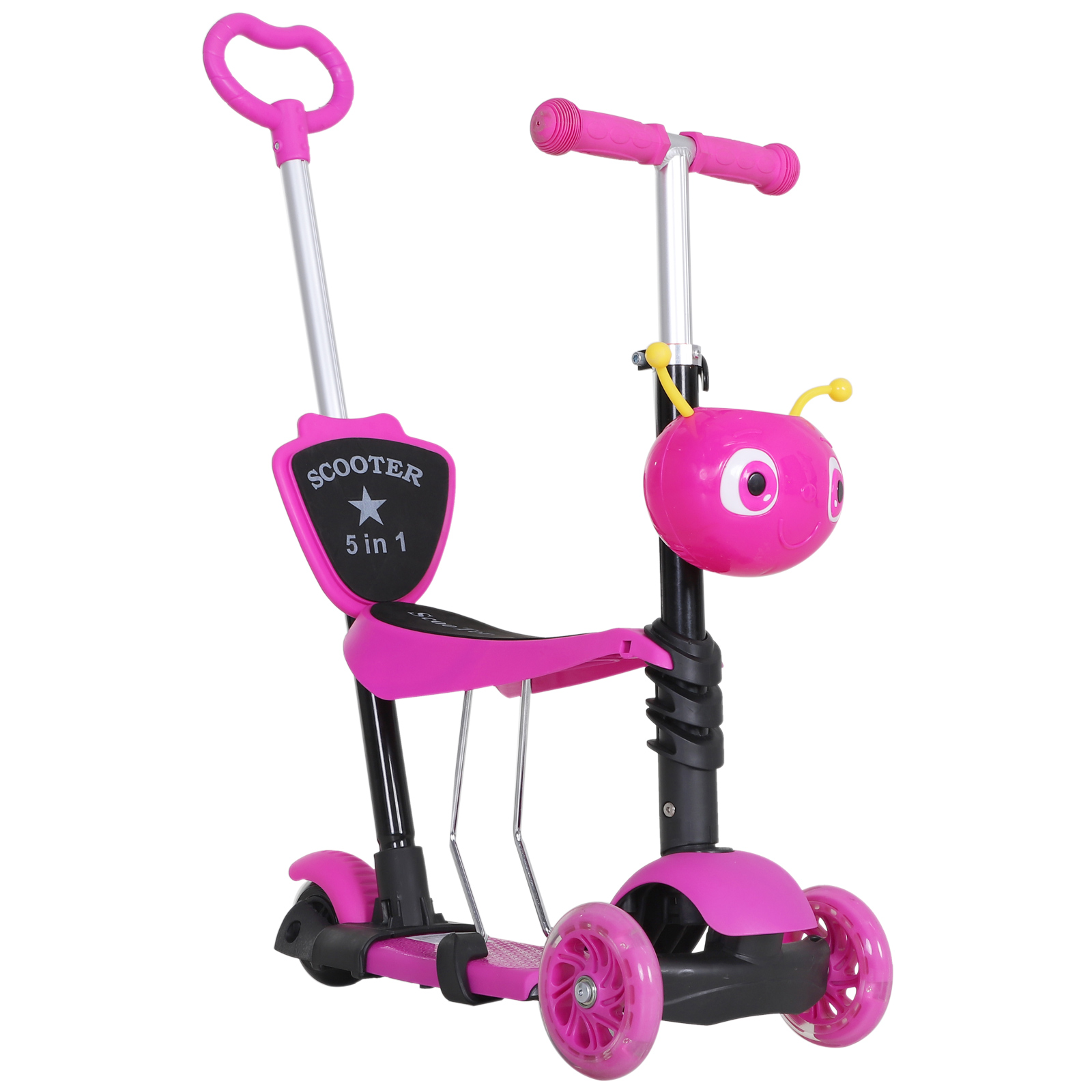 HOMCOM Scooter 3 Wheels for Παιδικό κάθισμα και λαβή με ρυθμιζόμενο ύψος