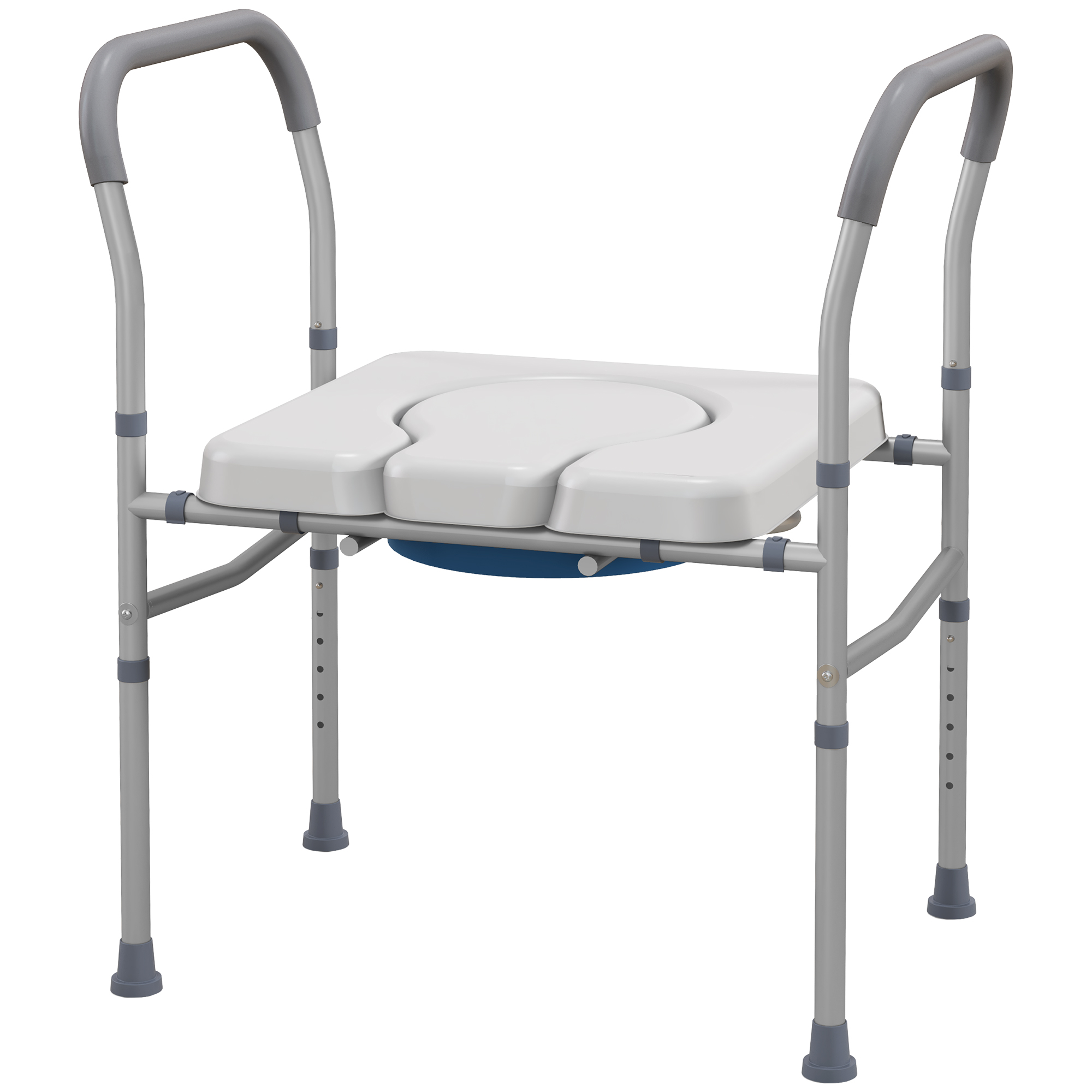 HOMCOM Άνετη καρέκλα τουαλέτας για ηλικιωμένους και άτομα με ειδικές ανάγκες 4 σε 1 ρυθμιζόμενο ύψος με υποβραχιόνια με επένδυση