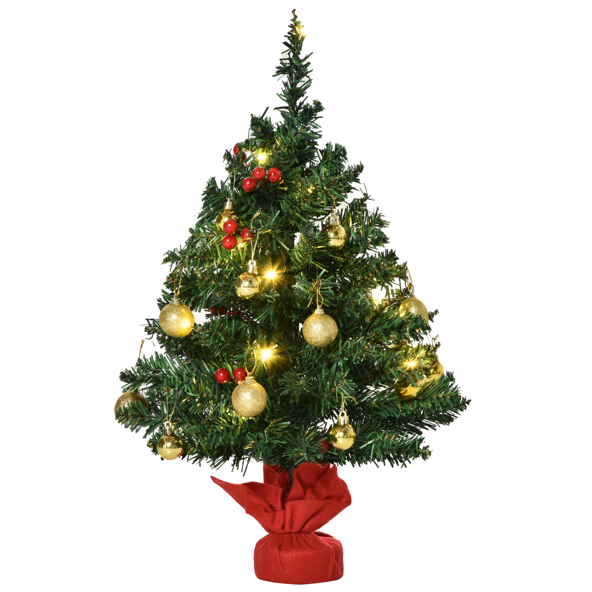 Χριστουγεννιάτικο Δέντρο με 15 Φωτάκια LED και 24 Στολίδια 60 cm HOMCOM 830-257