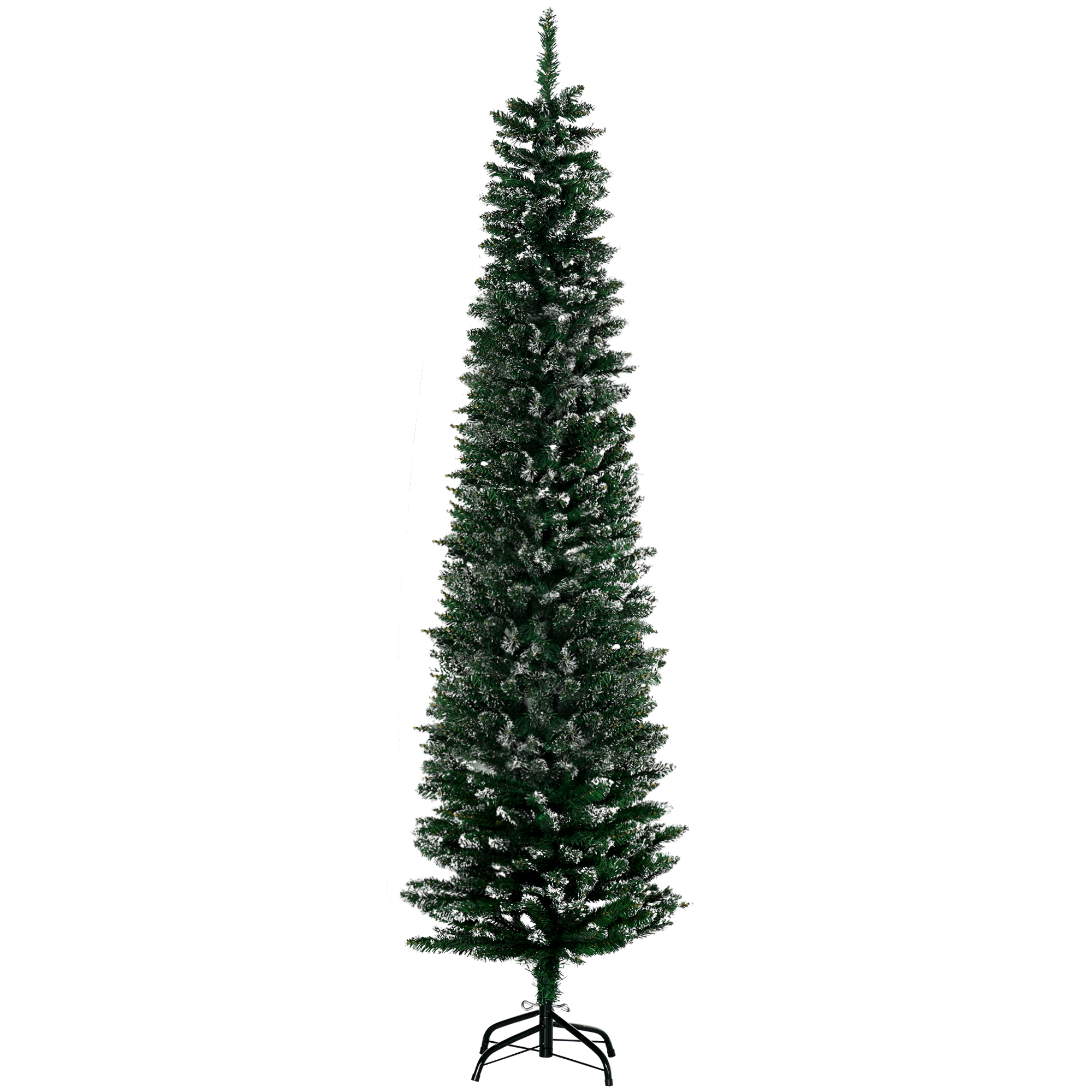 Ψηλό και Στενό Τεχνητό Χιονισμένο Χριστουγεννιάτικο Δέντρο με 570 Κλαδιά HOMCOM 830-324