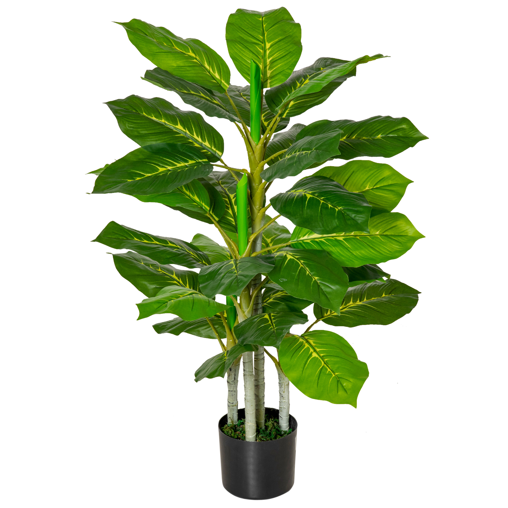 HOMCOM Τεχνητό πράσινο φυτό 95 cm και 33 φύλλα με μαύρη γλάστρα Ø15x13 cm