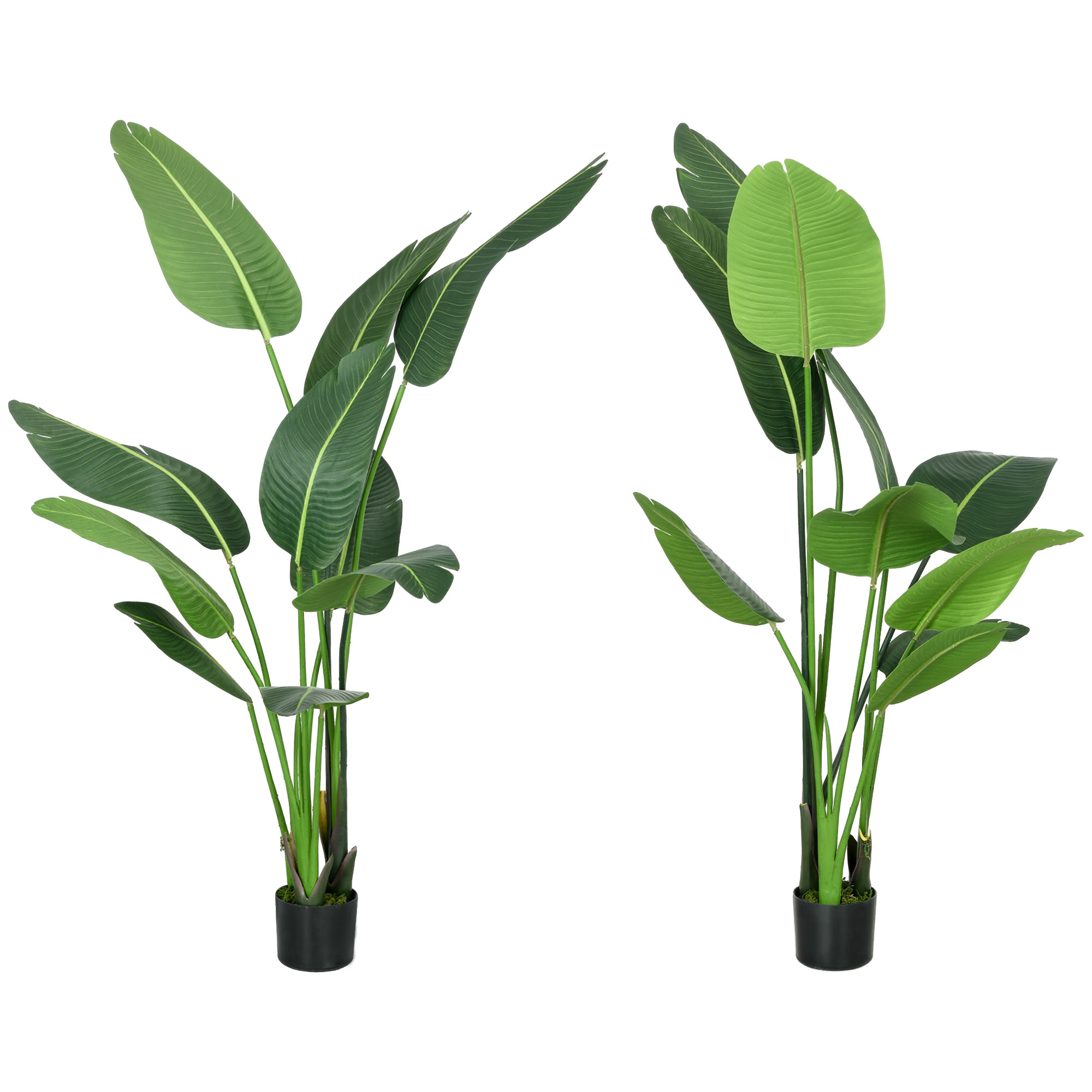 HOMCOM Τεχνητό φυτό Ταξιδιωτικός Φοίνικας Ύψος 150 εκ. για εσωτερικούς και εξωτερικούς χώρους με γλάστρα